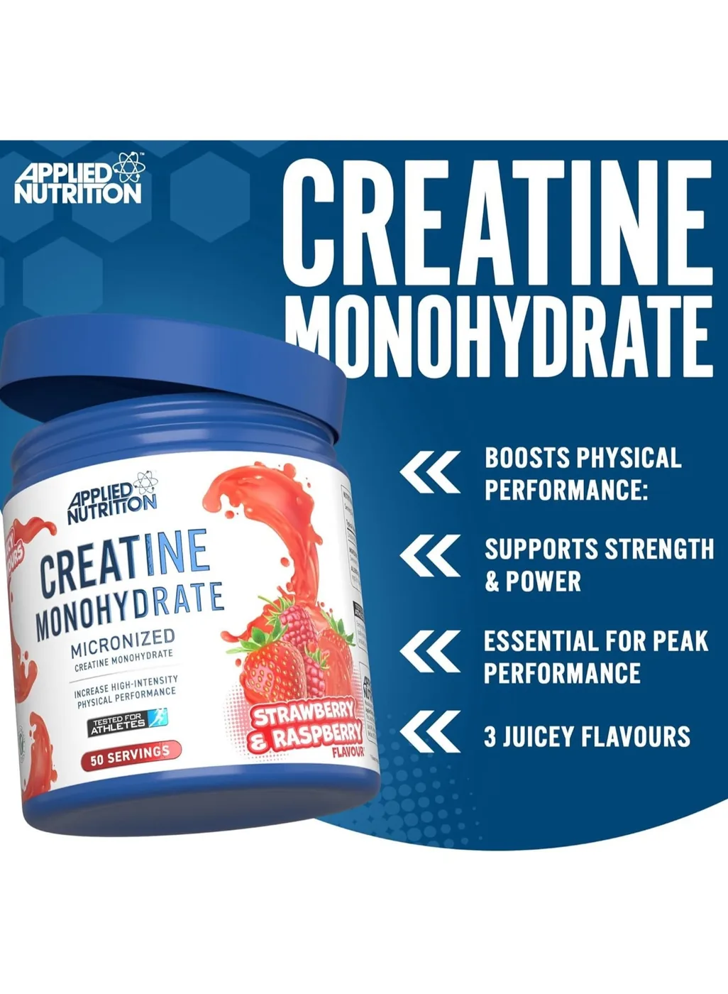 Applied Nutrition Creatine Monohydrate Micronized Strawberry Raspberry, photo 2